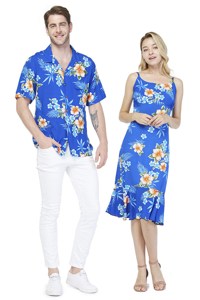 Couple Molokai Set in Hibiscus Blue