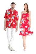 Couple Molokai Set in Hibiscus Red