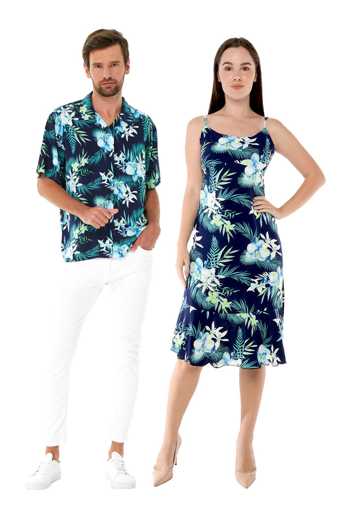 Couple Molokai Set in Orchid Breeze Navy