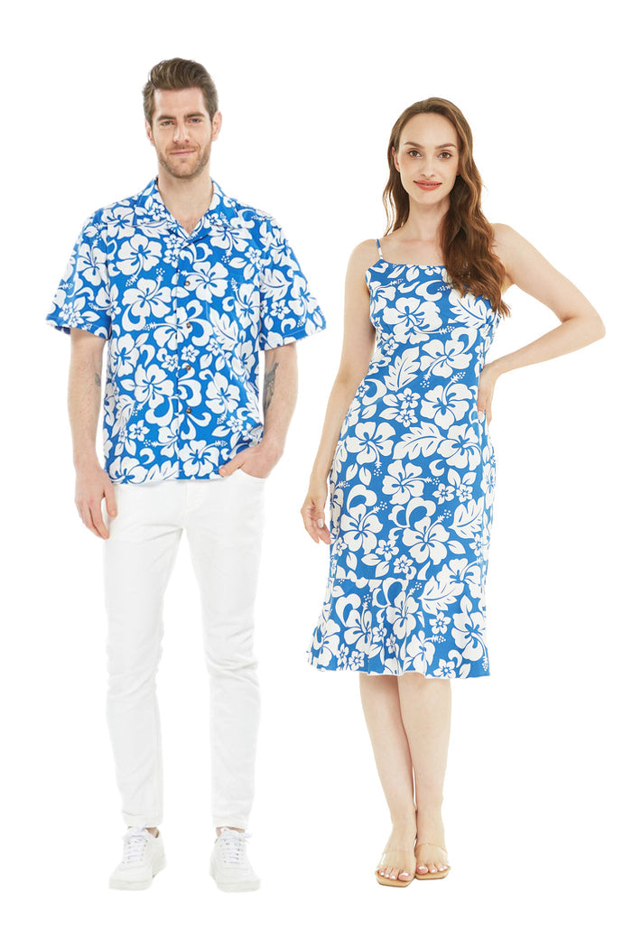 Couple Molokai Set in Vintage Hibiscus Blue