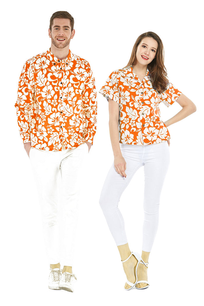Couple Paniolo Set in Vintage Hibiscus Orange