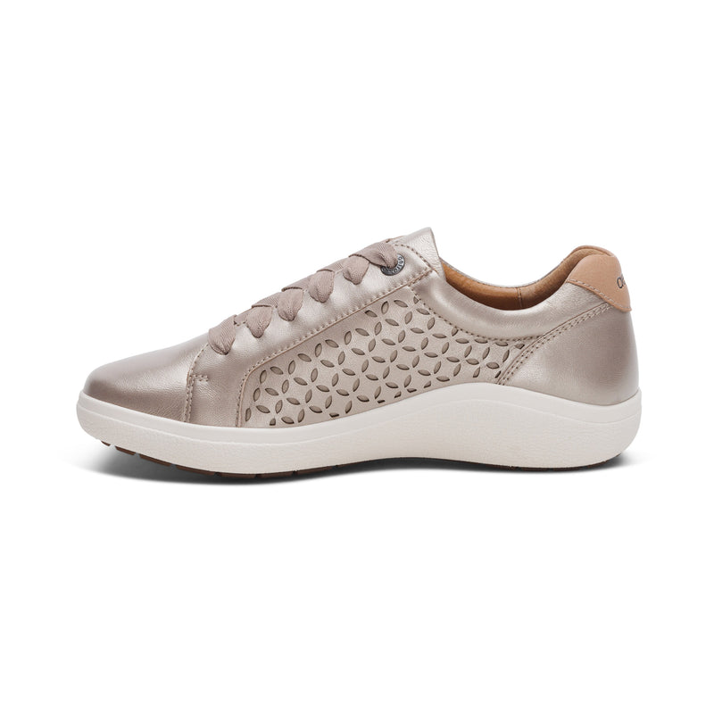 Courtney Lace-up Sneakers #color_white-gold-cutout