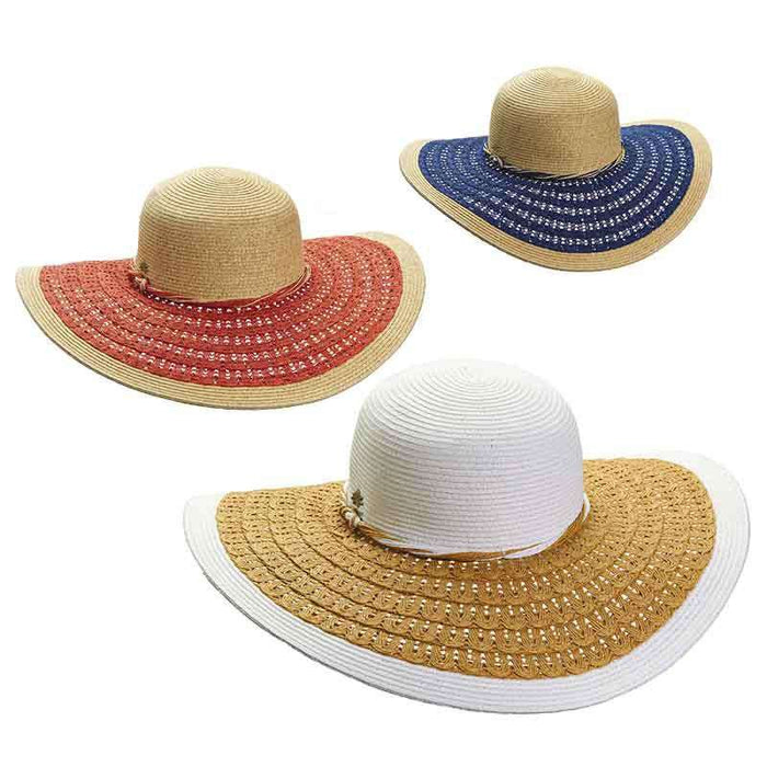 Crocheted Brim Wide Brim Beach Hat - Cappelli Straworld Wide Brim Sun Hat Cappelli Straworld
