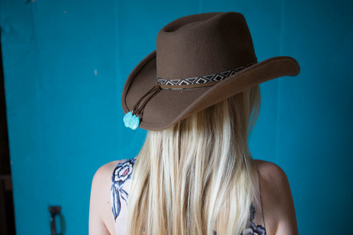 Crushable Wool Felt Western Hat with Aztec Band - Scala Hats Cowboy Hat Scala Hats
