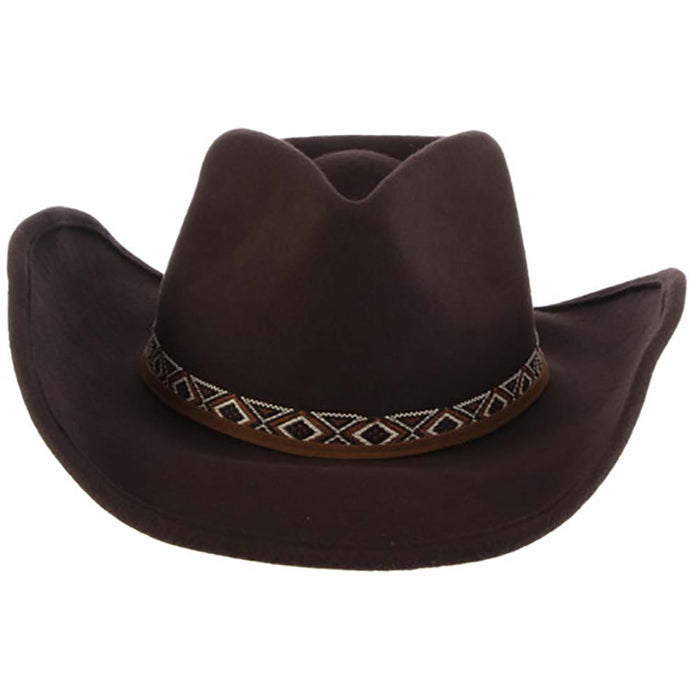 Crushable Wool Felt Western Hat with Aztec Band - Scala Hats Cowboy Hat Scala Hats