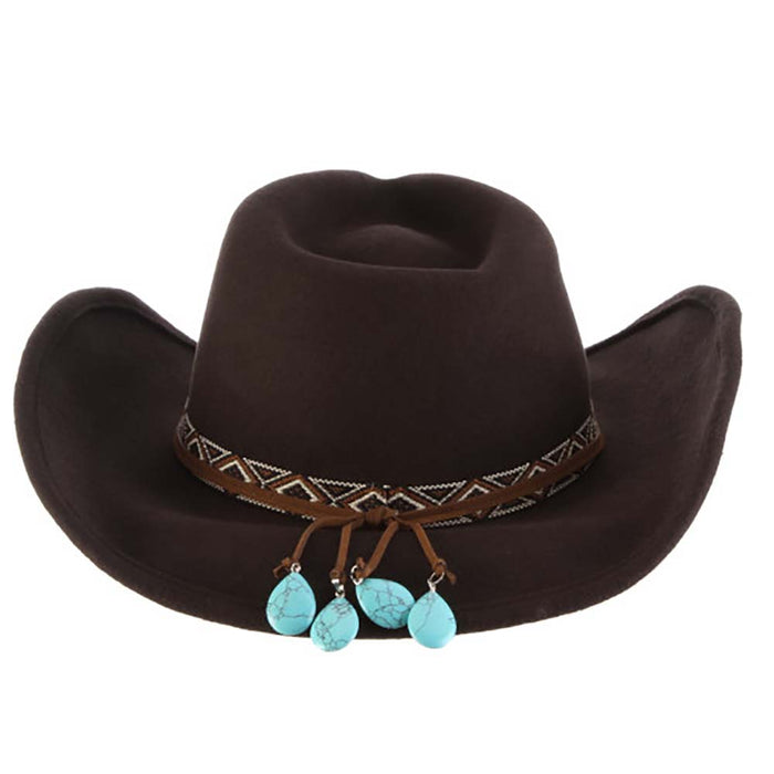 Crushable Wool Felt Western Hat with Aztec Band - Scala Hats Cowboy Hat Scala Hats
