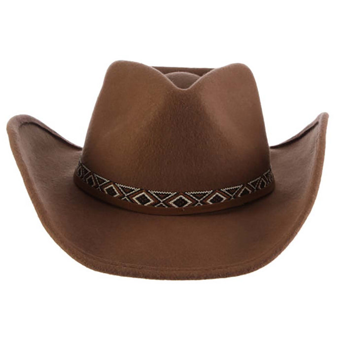 Crushable Wool Felt Western Hat with Aztec Band - Scala Hats Cowboy Hat Scala Hats