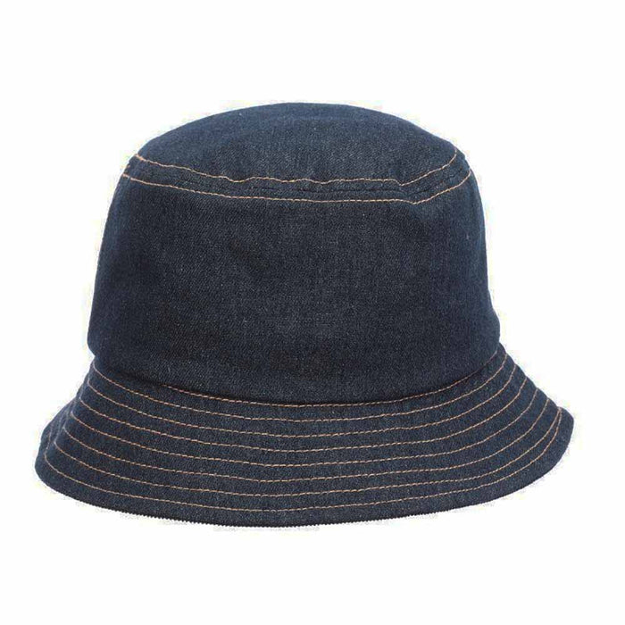 Dark Denim Bucket Hat with Orange Stitching - Stetson Hats Bucket Hat Stetson Hats