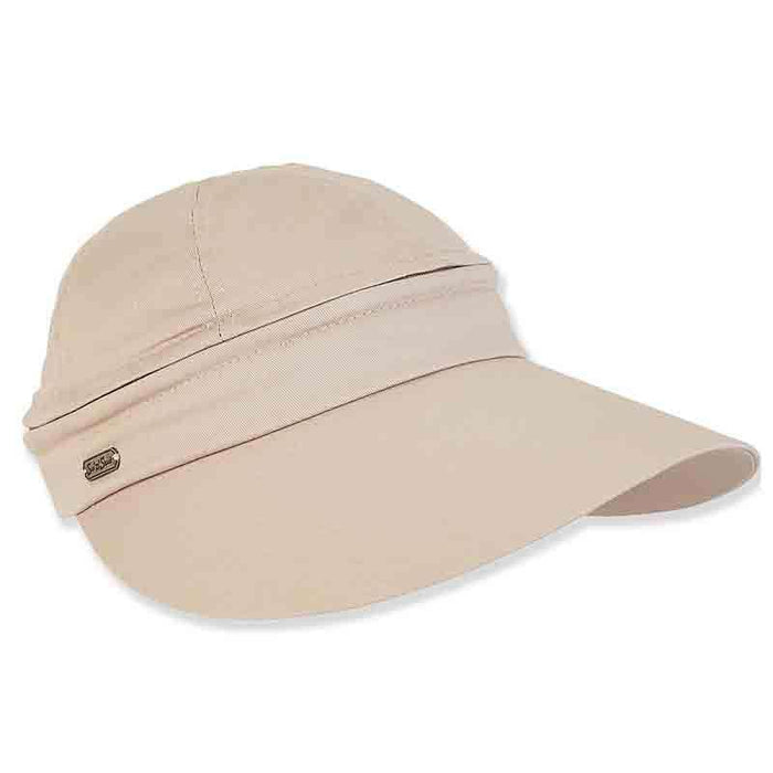 Detachable Crown Cotton Sun Visor Cap - Sun 'N' Sand Hats Cap Sun N Sand Hats hh1578kh Khaki Medium (57 cm)