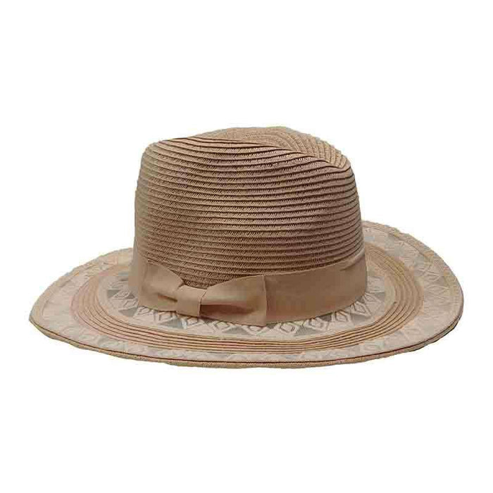Diamond Design Lace Brim Fedora Safari Hat Jeanne Simmons Accessories