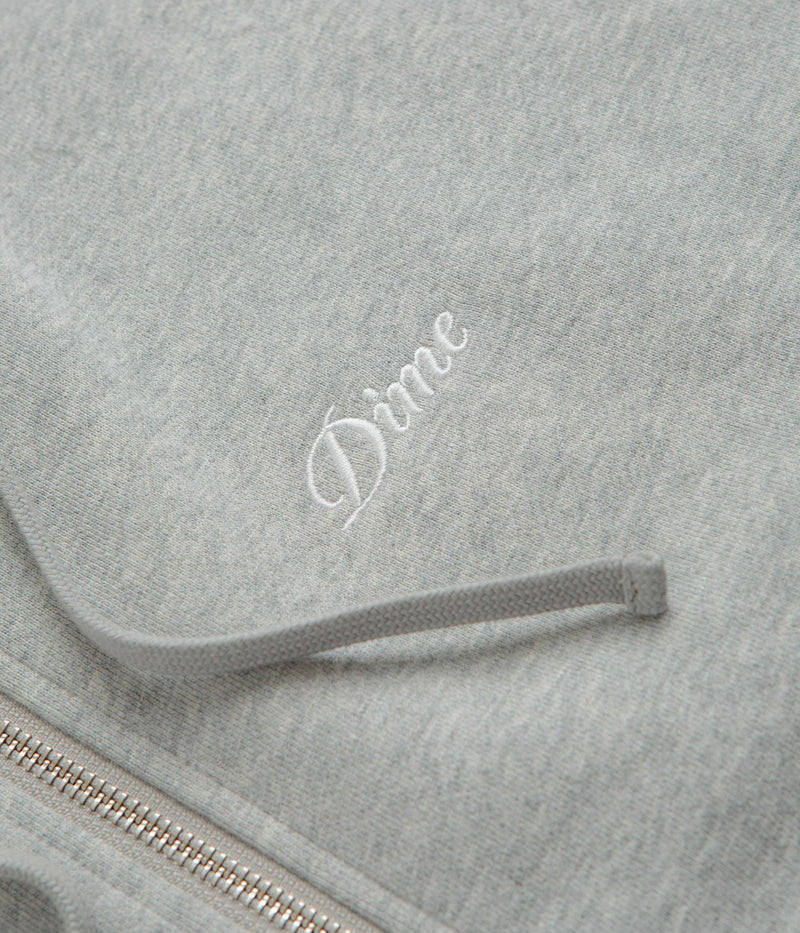 Dime Cursive Zip Hoodie in Heather Grey
