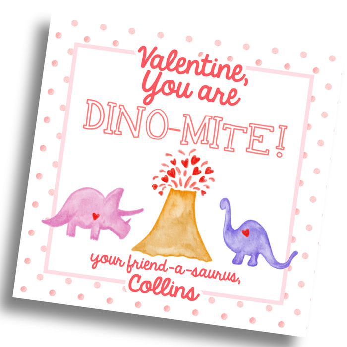 Dino-Mite Valentine Card - Girl
