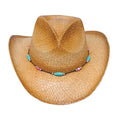 Distressed Woven Straw Cowboy Hat with Bead Band, S to L Sizes - Karen Keith Hats Cowboy Hat Great hats by Karen Keith RM12DT-n Natural Small (21 3/4")
