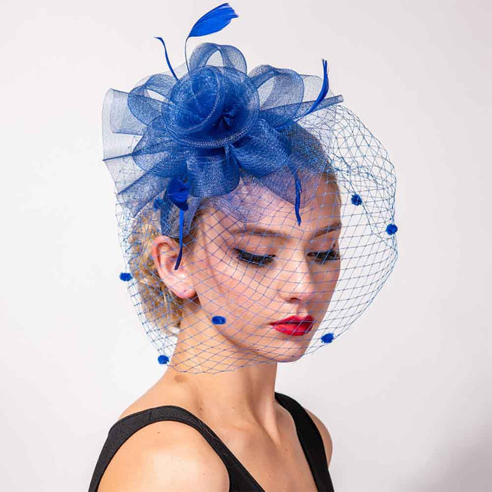 Dotted Netting Veil Fascinator with Tulle Flower - Something Special Fascinator Something Special LA