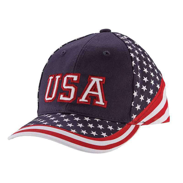 DPC Kid's Twill USA Baseball Cap Cap Dorfman Hat Co. c900nv Navy