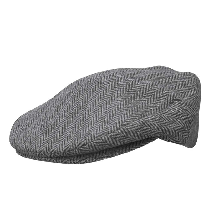 Duke Herringbone Wool Blend Ivy Cap - Scala Hats Flat Cap Scala Hats 238 Grey Medium