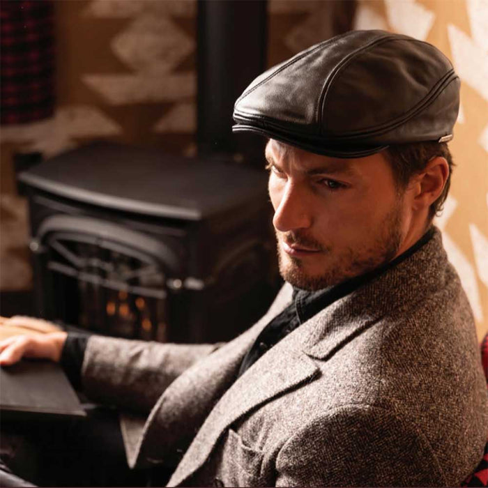 Dundee Leather Flat Cap - Stetson Hat Flat Cap Stetson Hats