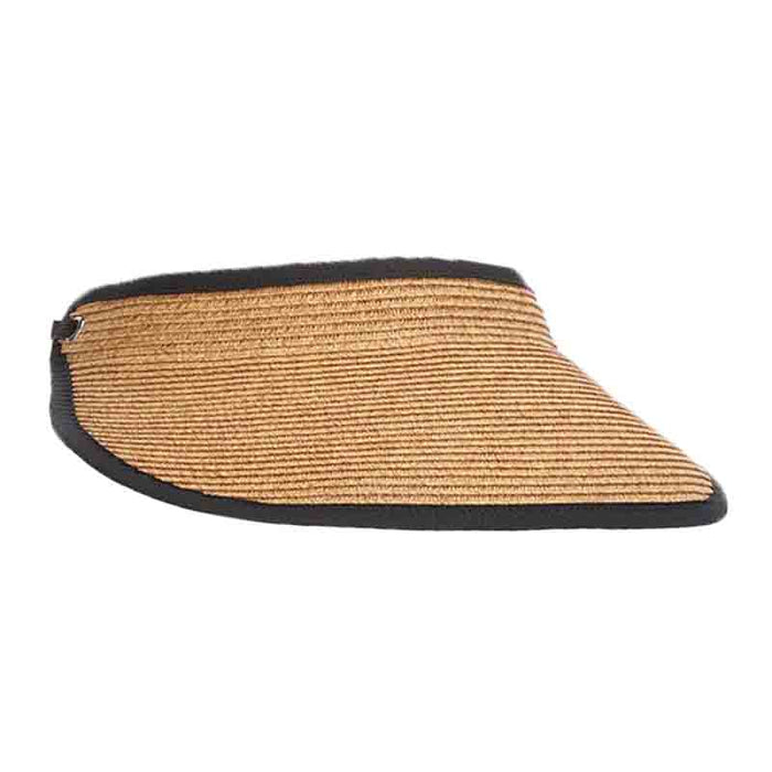 Earlene Straw Sun Visor with Elastic Back - DPC Visor Cap Dorfman Hat Co. V255 Toast