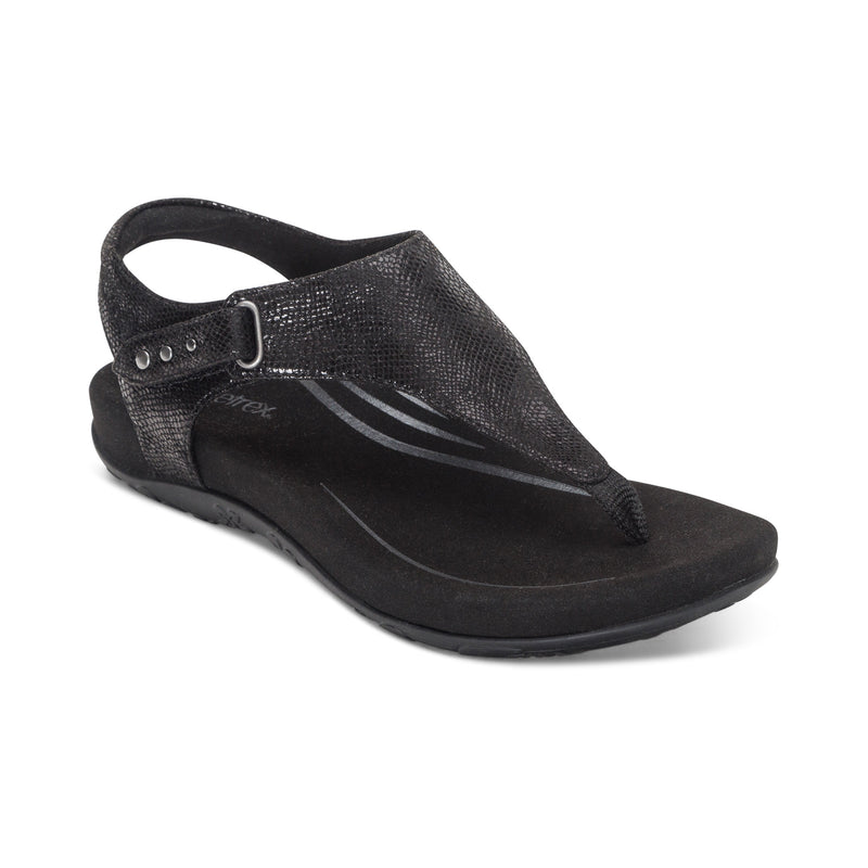 Ellie Adjustable Quarter Strap Thong Sandal #color_black