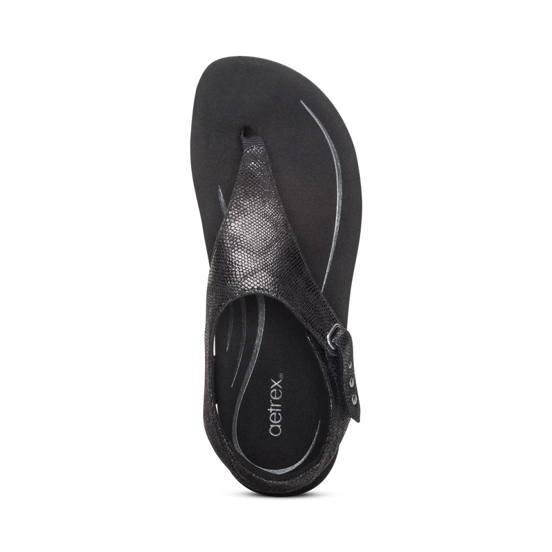 Ellie Adjustable Quarter Strap Thong Sandal #color_black