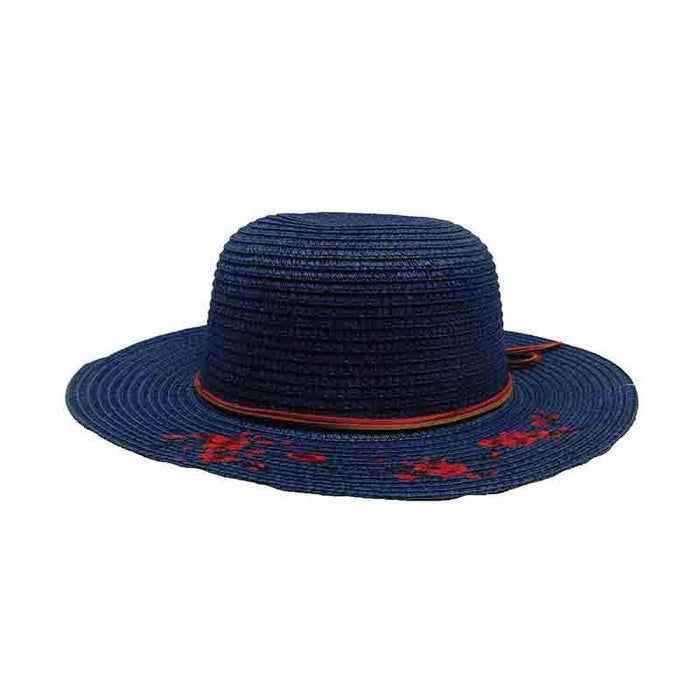Embroidered Red Blossom Tree Sun Hat for Small Heads - Jeanne Simmons Hats Wide Brim Sun Hat Jeanne Simmons Accessories