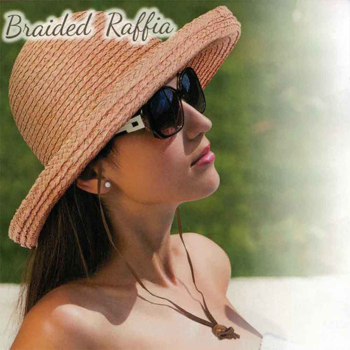 Emily Raffia Up Turned Brim Hat with Chin Strap - Sun 'N' Sand Hats Kettle Brim Hat Sun N Sand Hats
