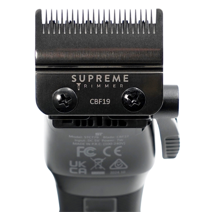 Supreme Trimmer Recharge Clipper Fade Blade CBF19 Installed on Professional Hair Clipper