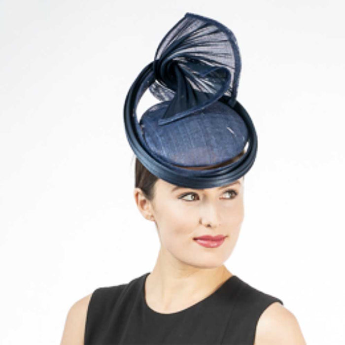 Fancy Sculptural Sinamay Fascinator Headpiece - KaKyCO Fascinator KaKyCO 5846P-11A Navy