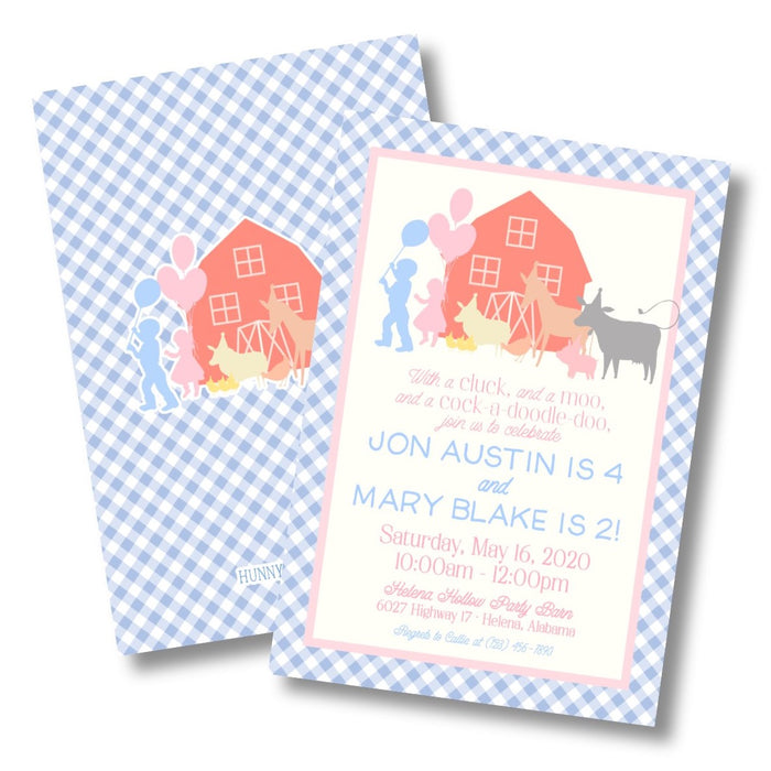 Farm Silhouette Birthday Invitation