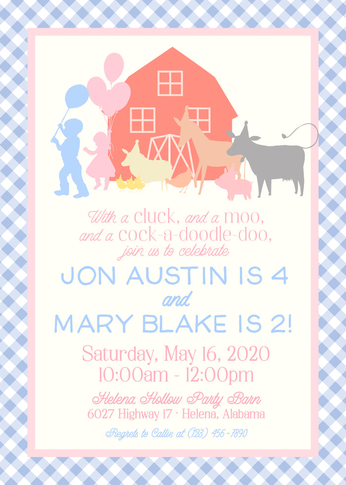 Farm Silhouette Birthday Invitation