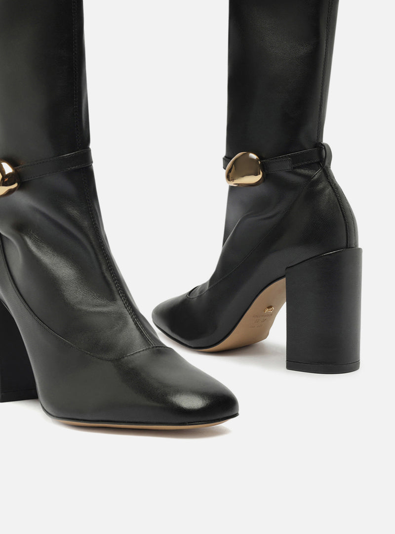 Farrah High Block Leather Boot Booties F/25