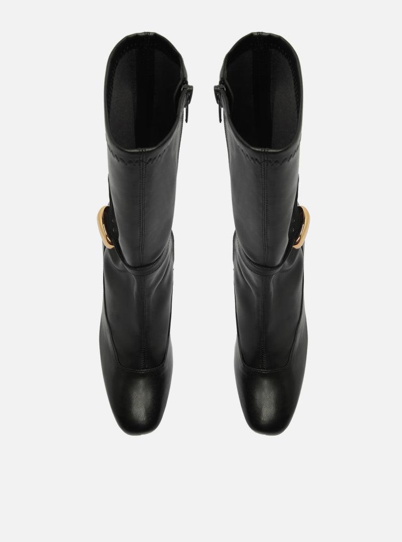 Farrah High Block Leather Boot Booties F/25