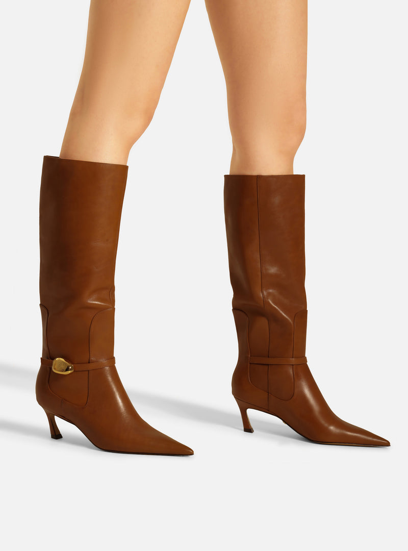 Farrah Low Stiletto Leather Boot Boots F/25