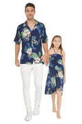 Father Daughter Kalani Set in Pineapple Garden Navy