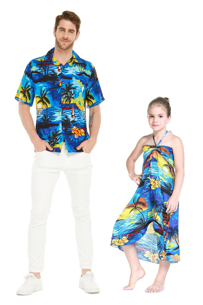 Father Daughter Kalani Set in Sunset Blue