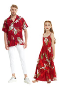 Father Daughter Leilani Set in Pineapple Garden Red
