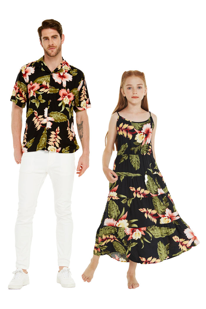 Father Daughter Leilani Set in Rafelsia Black