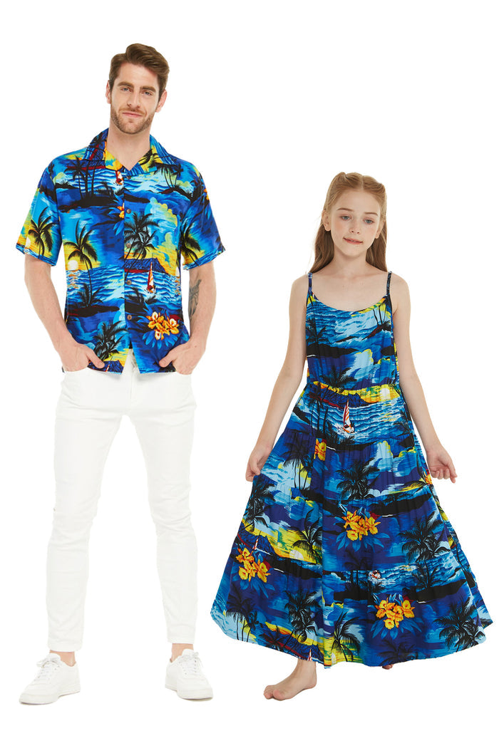 Father Daughter Leilani Set in Sunset Blue
