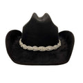 Faux Suede Western Hat with Braided Rhinestone Band - Boardwalk Style Cowboy Hat Boardwalk Style Hats DA3192-BLK Black Medium (57.5 cm)