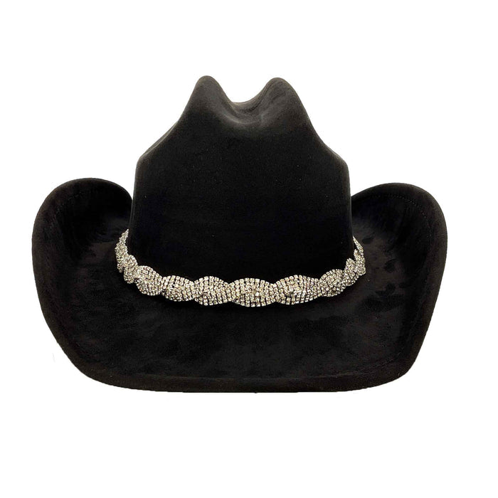 Faux Suede Western Hat with Braided Rhinestone Band - Boardwalk Style Cowboy Hat Boardwalk Style Hats DA3192-BLK Black Medium (57.5 cm)