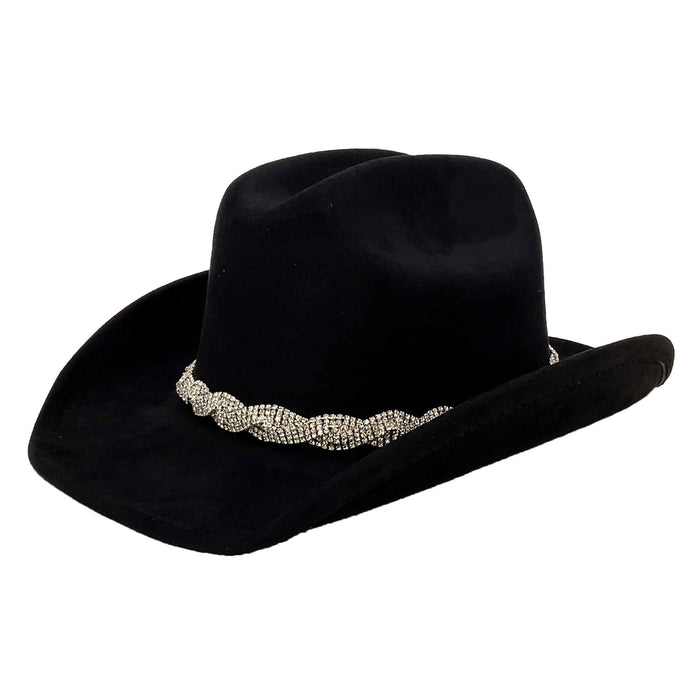 Faux Suede Western Hat with Braided Rhinestone Band - Boardwalk Style Cowboy Hat Boardwalk Style Hats