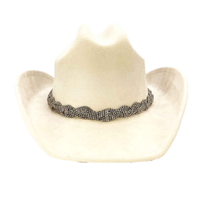 Faux Suede Western Hat with Braided Rhinestone Band - Boardwalk Style Cowboy Hat Boardwalk Style Hats