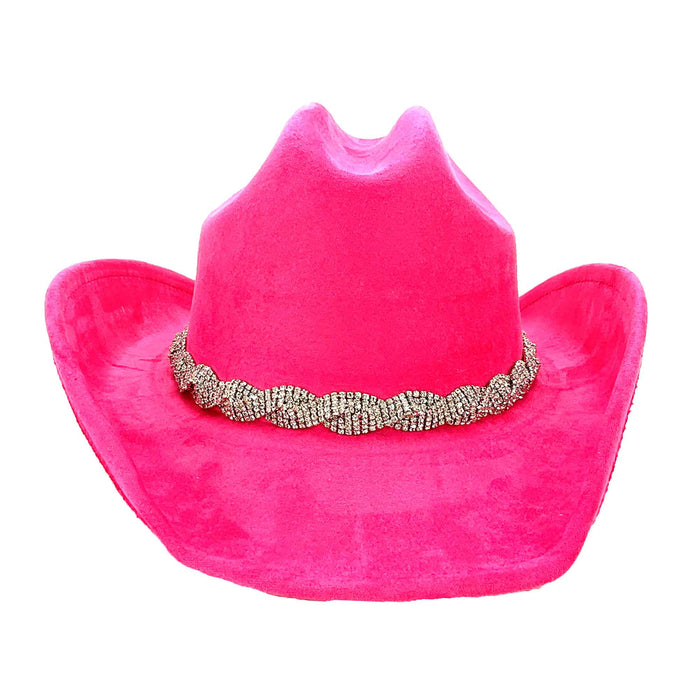 Faux Suede Western Hat with Braided Rhinestone Band - Boardwalk Style Cowboy Hat Boardwalk Style Hats