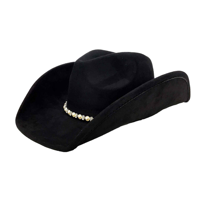 Faux Suede Western Hat with Rhinestone and Pearl Band - Boardwalk Style Cowboy Hat Boardwalk Style Hats