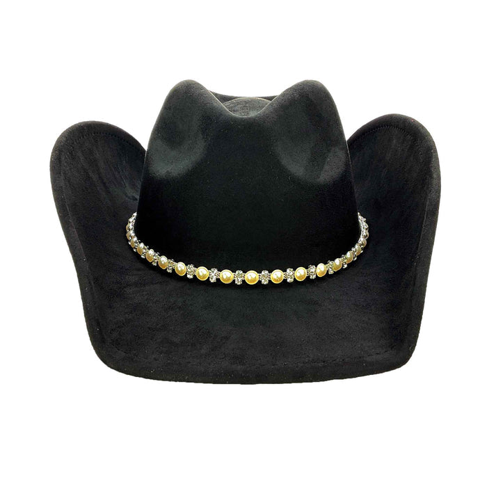 Faux Suede Western Hat with Rhinestone and Pearl Band - Boardwalk Style Cowboy Hat Boardwalk Style Hats