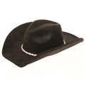 Faux Suede Western Hat with Rhinestone and Pearl Band - Boardwalk Style Cowboy Hat Boardwalk Style Hats DA3199-BLK Black Medium (57.5 cm)