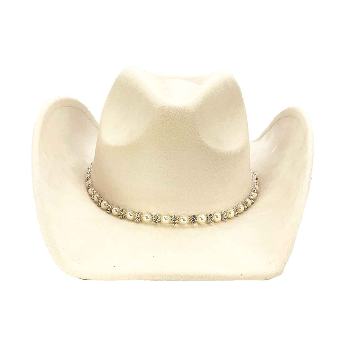 Faux Suede Western Hat with Rhinestone and Pearl Band - Boardwalk Style Cowboy Hat Boardwalk Style Hats