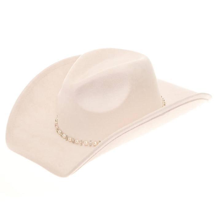Faux Suede Western Hat with Rhinestone and Pearl Band - Boardwalk Style Cowboy Hat Boardwalk Style Hats