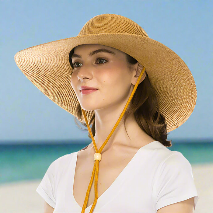 Fine Braid Straw Beach Hat, M/L size - Boardwalk Style Wide Brim Sun Hat Boardwalk Style Hats