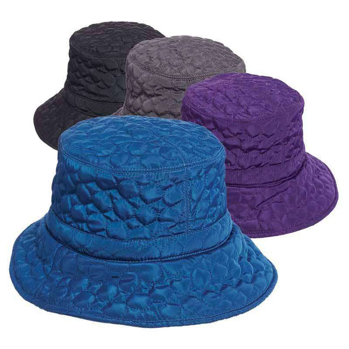 Fleece Lined Quilted Rain Hat - Scala Collezione Hats Bucket Hat Scala Hats